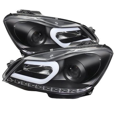 Spyder Auto  Mercedes Benz W204 C-Class 12-13 Projector Headlights - Halogen Model Only ( Not Compatible With Xenon/HID Model ) - DRL - Black - High H1 (Included) - Low H7 (Included) - Modern Automotive Performance
