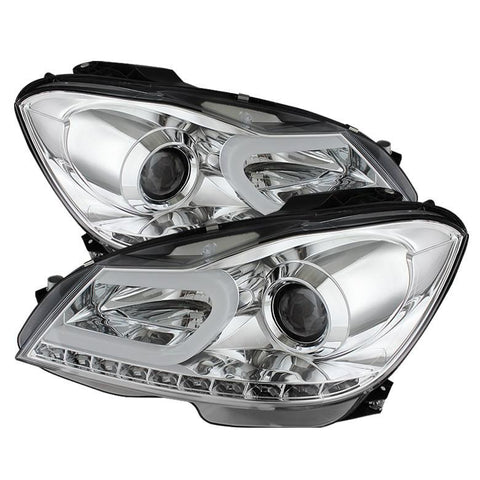 Spyder Auto  Mercedes Benz W204 C-Class 12-13 Projector Headlights - Halogen Model Only ( Not Compatible With Xenon/HID Model ) - DRL - Chrome - High H1 (Included) - Low H7 (Included) - Modern Automotive Performance
