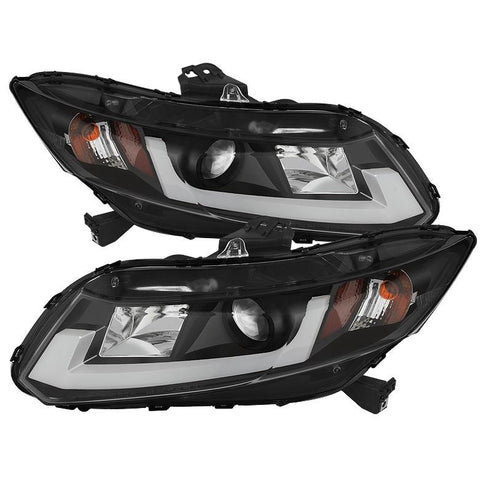 Spyder Auto  Honda Civic 2012-2014 Projector Headlights - Light Bar DRL - Black - High H1 ( Included ) - Low H1 ( Included )