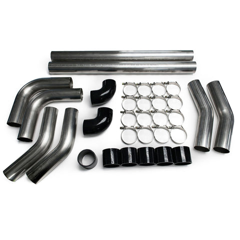Squirrelly 2.5" Universal Stainless Mandrel Bend Intercooler Kit Black Piping Exhaust Tube