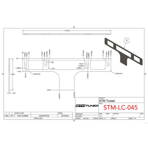 STM Rear Bar Light Mount | 2008-2015 Mitsubishi EVO X (LC-045)