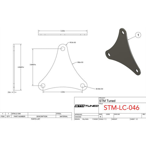 STM Rear Bar Mounting Plate | 2008-2015 Mitsubishi Evo X (LC-046)