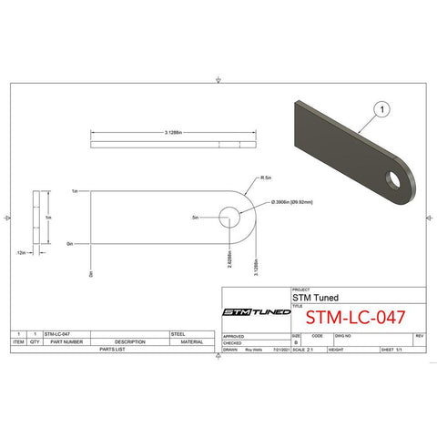 STM Rear Bar License Plate Tab | 2008-2015 Mitsubishi Evo (LC-047)