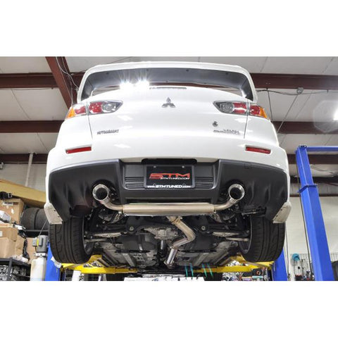STM Stainless Cat-Back Exhaust - Dual Exit | 2008-2015 Mitsubishi Evo X (STM-EVOX-EXDE-SS)