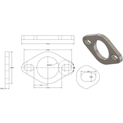 STM 2-Bolt/2" Stainless Steel Exhaust Flange (STM-LC-051)