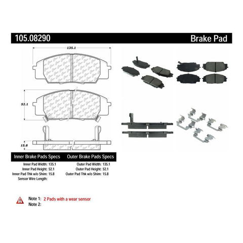 Centric PosiQuiet Front Brake Pads | Multiple Honda/Acura Fitments (105.08290)