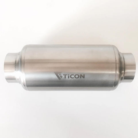 Ticon Industries - 12" OAL 3.0" In/Out Ultralight Titanium Muffler (116-07613-0000)