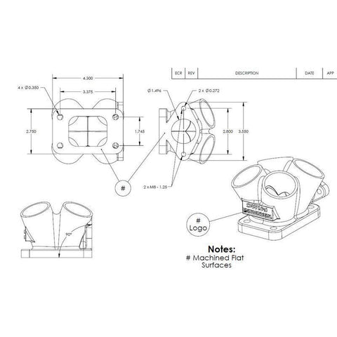 Treadstone Cast 304 Stainless T3 Turbo Merge Collector (F41MC-T3-3-WG)