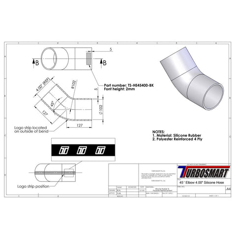 Turbosmart 45deg Elbow 4.00" (TS-HE45400)