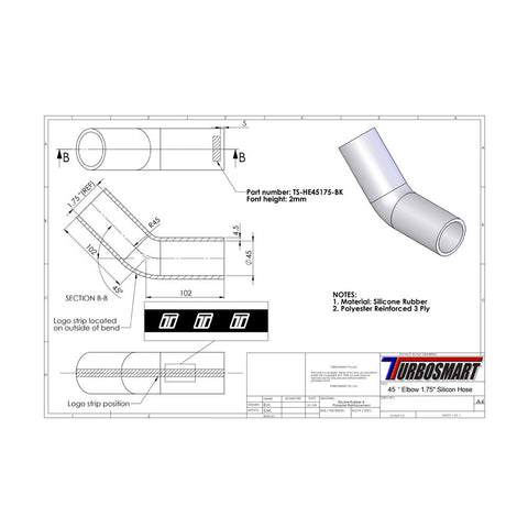 Turbosmart 45deg Elbow 1.75" (TS-HE45175)