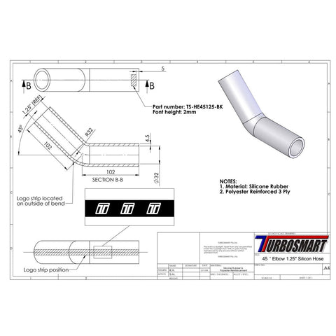Turbosmart 45deg Elbow 1.25" (TS-HE45125)