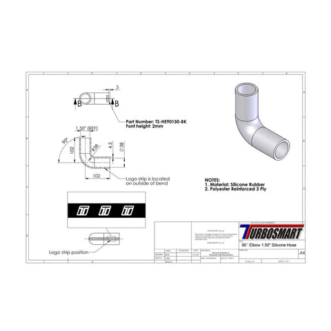 Turbosmart 90deg Elbow 1.50" (TS-HE90150-BE)