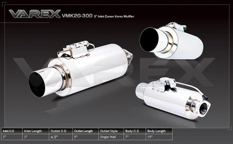 VAREX Universal Round Muffler | 3" Inlet / 4.5" Tip (VMK2G-300)