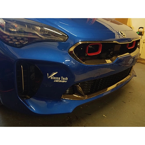 Velossa Tech BIG MOUTH Full Kit Intake Snorkel | 2018-2019 Kia Stinger 3.3T (VT-BM-0140-PBLU-BLK-RECT)