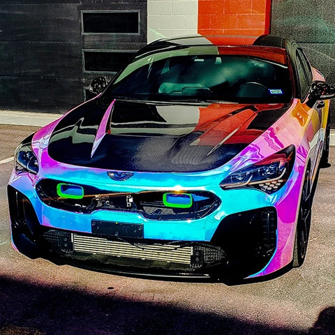 Velossa Tech BIG MOUTH Full Kit Intake Snorkel | 2018-2019 Kia Stinger 3.3T (VT-BM-0140-PBLU-BLK-RECT)