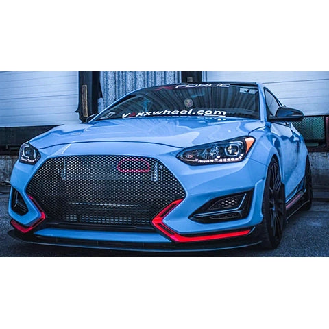 Velossa Tech BIG MOUTH Full Kit Intake Snorkel | 2019-2022 Hyundai Veloster N (VT-BM-0190-PBLU-BLK-RECT)