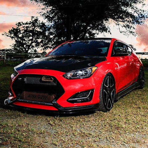 Velossa Tech BIG MOUTH Full Kit Intake Snorkel | 2019-2022 Hyundai Veloster N (VT-BM-0190-PBLU-BLK-RECT)