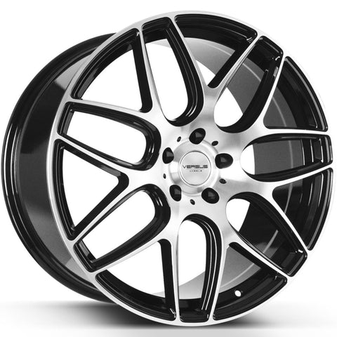 Versus Racing VS103 Black w/Machined Spoke Faces and Outer Lip Ring 20x8.5 | 5x120 (VS10320855120+5BMF)