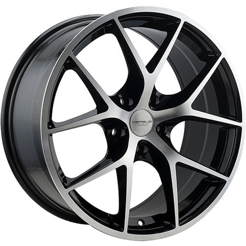 Versus Racing VS263 Black w/Machined Spoke Faces and Outer Lip Ring 18x8.5 | 5x108 (VS26318855108+40BMF)