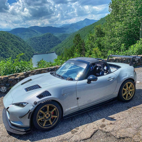 Verus Engineering - Miata Monday with Rotceh Arevir and his track-spec ND  Miata. - Pictured you will notice Hector is utilizing our Dive Plane  (Canard) Kit, Side Splitter Kit, High-Efficiency Rear Wing
