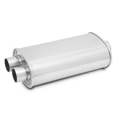 Vibrant StreetPower Oval Muffler - 5inx9inx15in long Muff body 2.5in inlet I.D. x dual 2.25in out CenterDual (1110)