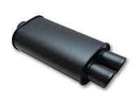 STREETPOWER FLAT BLACK Oval Muffler with Dual Tips (2.5" inlet) by Vibrant Performance - Modern Automotive Performance
