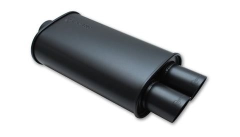 Vibrant StreetPower FLAT BLACK Oval Muffler with Dual 3in Outlet - 4in inlet I.D. (1155)
