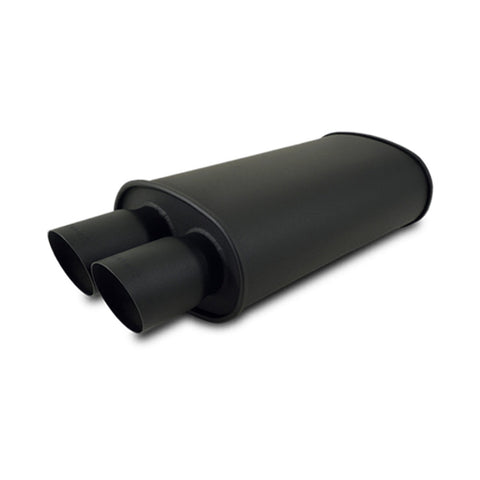 Vibrant StreetPower FLAT BLACK Oval Muffler with Dual 3in Outlet - 4in inlet I.D. (1155)