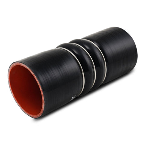 Vibrant 4 Ply Aramid Reinforced Silicone Hump Hose w/ 3 SS Rings - 3.5in IDx6in long - Black (11821)