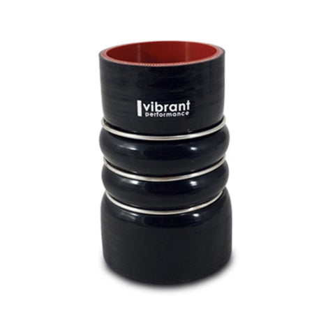 Vibrant 4 Ply Aramid Reinforced Silicone Hump Hose w/ 3 SS Rings - 3.5in IDx6in long - Black (11821)