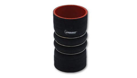Vibrant 4 Ply Aramid Reinforced Silicone Hump Hose w/ 3 SS Rings - 4in ID x 6in long - Black (11822)