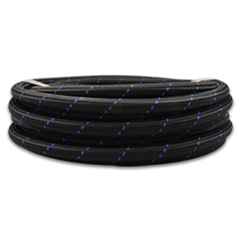 Vibrant -8 AN Two-Tone Black/Blue Nylon Braided Flex Hose - 2 foot roll (11958B)