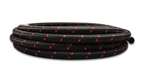 Vibrant -8 AN Two-Tone Black/Red Nylon Braided Flex Hose - 2 foot roll (11958R)