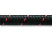 20ft Roll of Black Red Nylon Braided Flex Hose; AN Size: -6; Hose ID: 0.34"; by Vibrant Performance - Modern Automotive Performance
