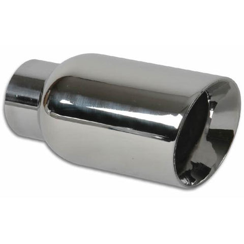 Vibrant Round SS Exhaust Tip - 3" Inlet ID / 4" Outlet OD - Double Wall, Angle Cut (1270)