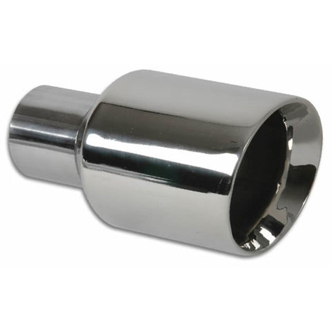 Vibrant 2.50in Inlet I.D. 3.50in Outlet O.D. Round Stainless Steel Exhaust Tip - Double Wall Angle Cut (1272)