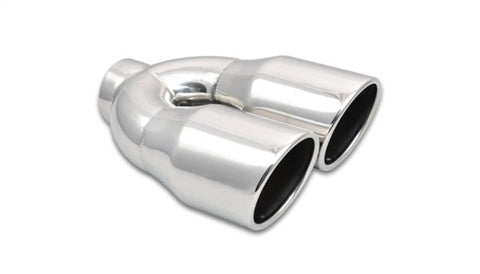 Vibrant 2.5in ID Dual 3.5in OD Round SS Exhaust Tip - Single Wall Angle Cut (1326)