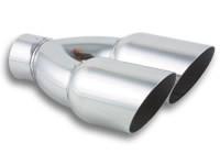 Dual 3.5" Round Stainless Steel Tips (Single Wall, Angle Cut) by Vibrant Performance - Modern Automotive Performance
