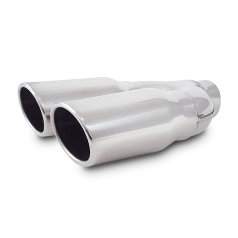Vibrant Dual 3.25in x 2.75in Oval SS Exhaust Tip - Single Wall / Angle Cut / Rolled Edge (1335)