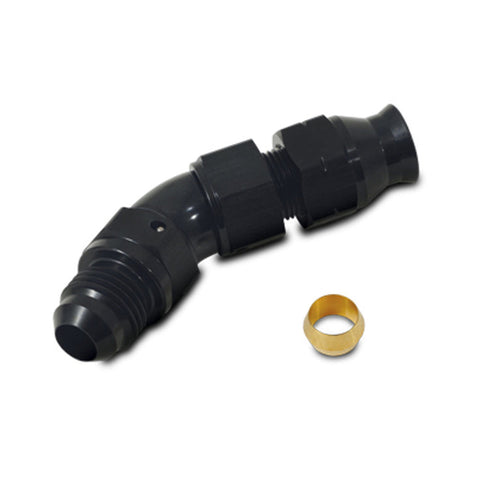 Vibrant 45 Degree 3/8in Tube to Male -6AN Flare Adapter w/ Olive Inserts (16576)