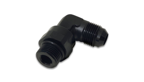 Vibrant -6AN Male Flare to Male -6AN ORB Swivel 90 Degree Adapter Fitting - Anodized Black (16960)