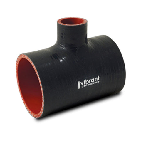 Vibrant 4 Ply Reinforced Silicone T Adapter - 2in Outlet ID x 4in OAL x 1in Branch ID - Black (19687)