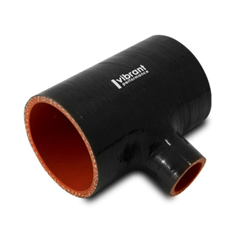 Vibrant 4 Ply Reinforced Silicone T Adapter - 3in Outlet ID x 4in OAL x 1in Branch ID - Black (19691)