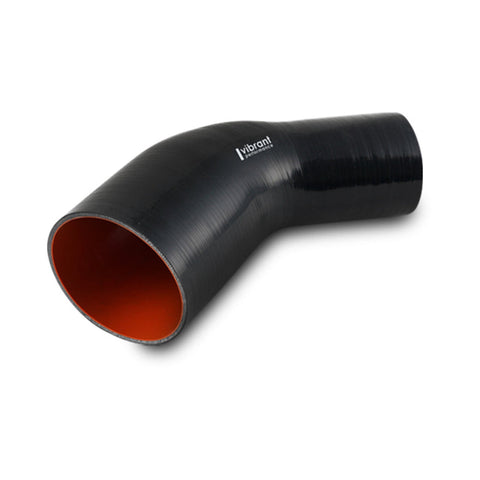 Vibrant 1.75in ID x 2in ID Gloss Black Silicone 45 Degree Transition Elbow (19755)