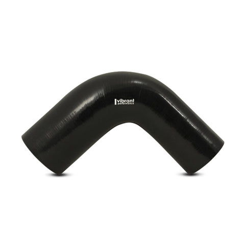 Vibrant 3.25in ID x 3.5in ID x 4in Long Gloss Black Silicone 90 Degree Transition Elbow (19796)
