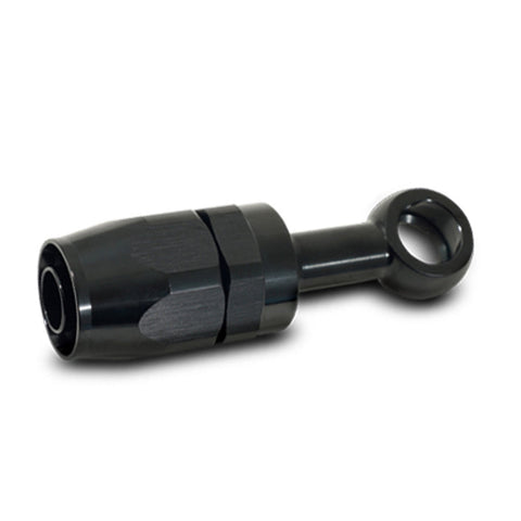 Vibrant -8AN Banjo Hose End Fitting for use with M10 or 3/8in Banjo Bolt - Aluminum Black (24082)