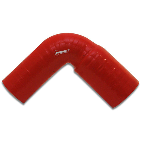 Vibrant 4 Ply Reinforced Silicone 90 degree Transition Elbow - 2.5in I.D. x 2.75in I.D - Red (2781R)