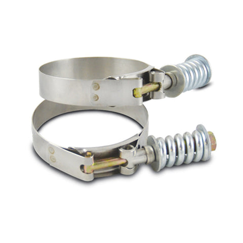 Vibrant Stainless Steel Spring Loaded T-Bolt Clamps - Pack of 2 - Clamp Range 4.78in-5.08in (27845)
