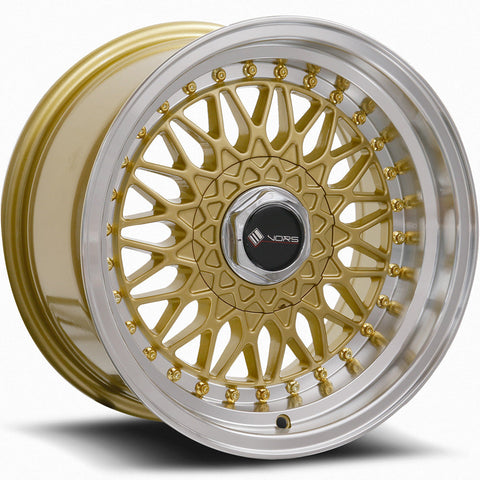 Vors Wheels VR3 Gold w/ Machined Lip 16x8 | 4x100/4x114.3 (VR0316808H20GD)