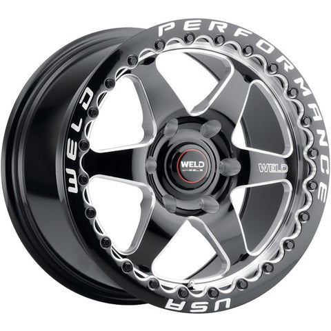 Weld Wheels Ventura 6 Beadlock Gloss Black with Milled Spoke Windows and a Real Beadlock 15x10 | 6x139.7 (S909B0084P38)